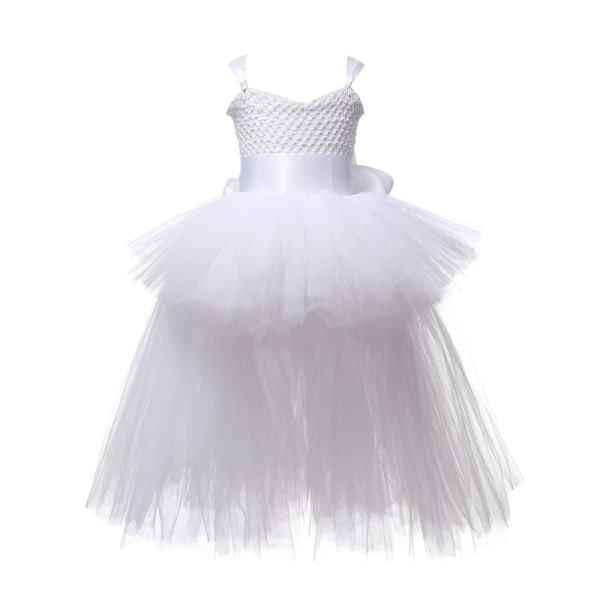 Flickor Tulle Klänning Semesterfest Bal Klänningar White 2T(80-90cm)