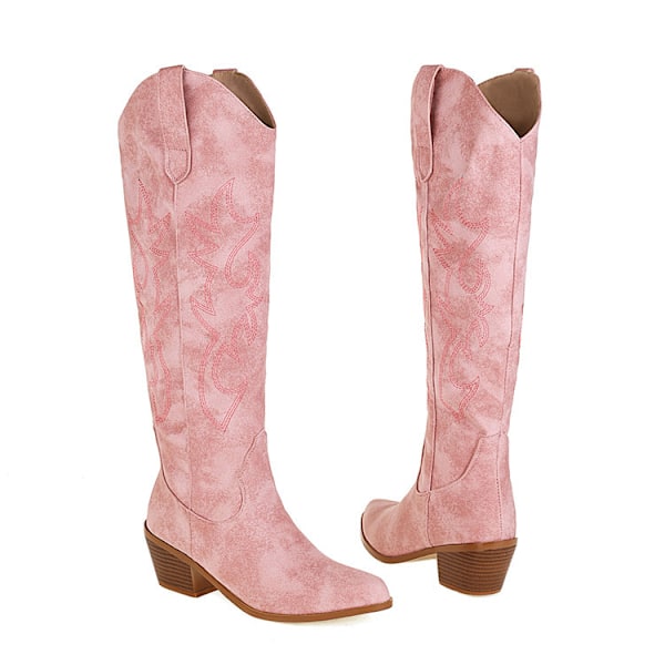 Dame Pink Broderet Western Cowboy Støvler pink 38