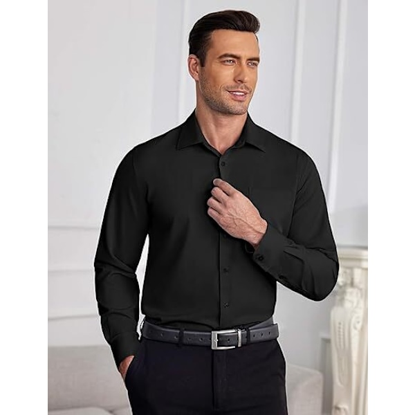 Herrar Dress Shirts Skrynkelfria Långärmad Knappskjorta black 41