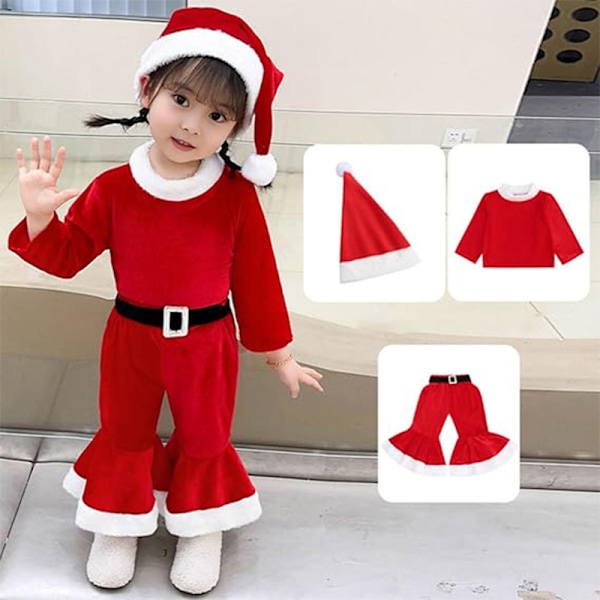 Julekostyme for jenter, Santa Claus-antrekk for jenter red 140cm