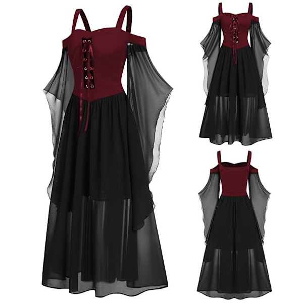 Halloween-kostym för kvinnor, gotisk klänning, vuxen vampyrklänning red 4XL