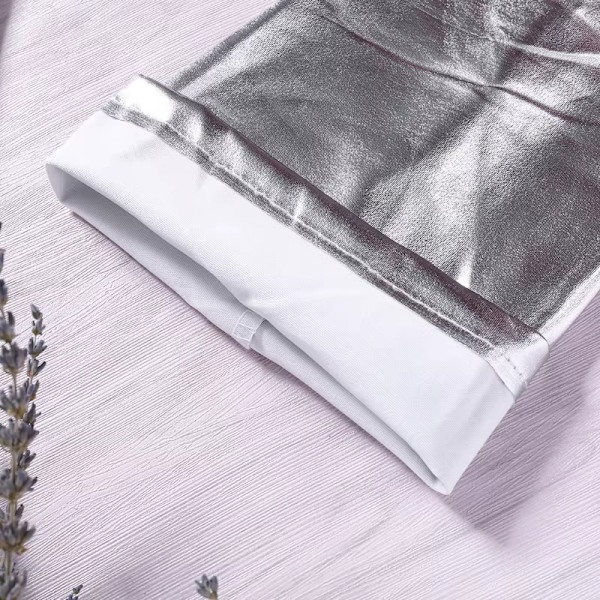 Dam Overknästrumpor Faux Läder Byxor Långa Overknee Strumpbyxor silver