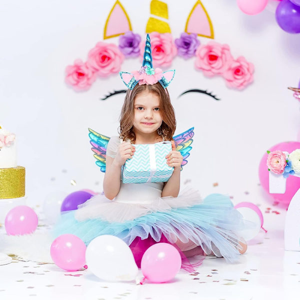 3-delt Unicorn Princess Kostyme Sett, Jente Unicorn Hodebånd