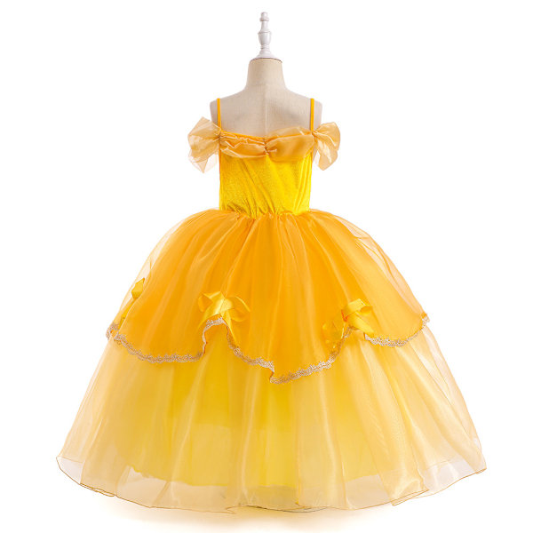 Flickornas Belle Princessklänning Skönheten och Odjuret Kostym 110cm