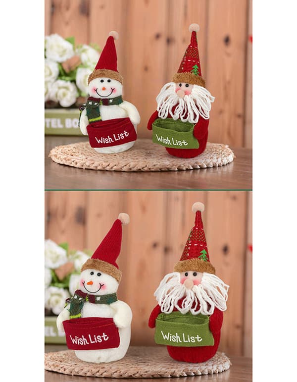Jul Stående Docka Polyester Snögubbe Tomte Tvådelat Set Dekor