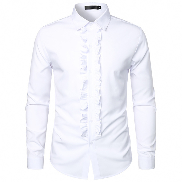 Miesten Tuxedo-paidat Slim Fit Rypytetty Hää- ja Illallinen Yläosat white XL