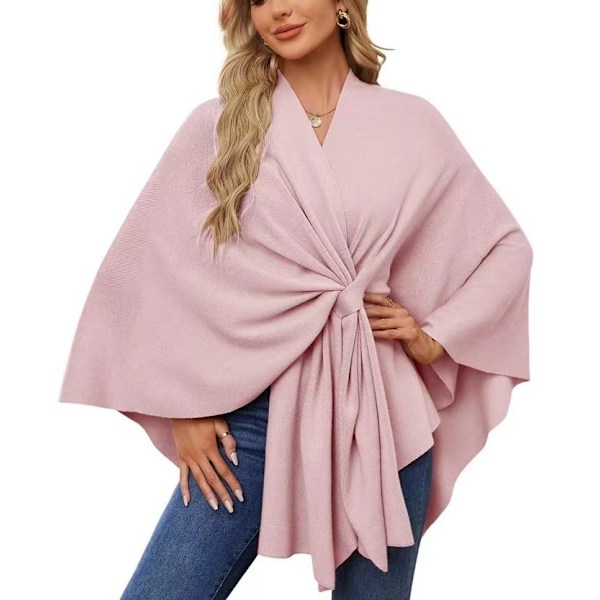 Elegant En-Piece Solid Mjuk Kappa Kavaj Topp för Kvinnor pink