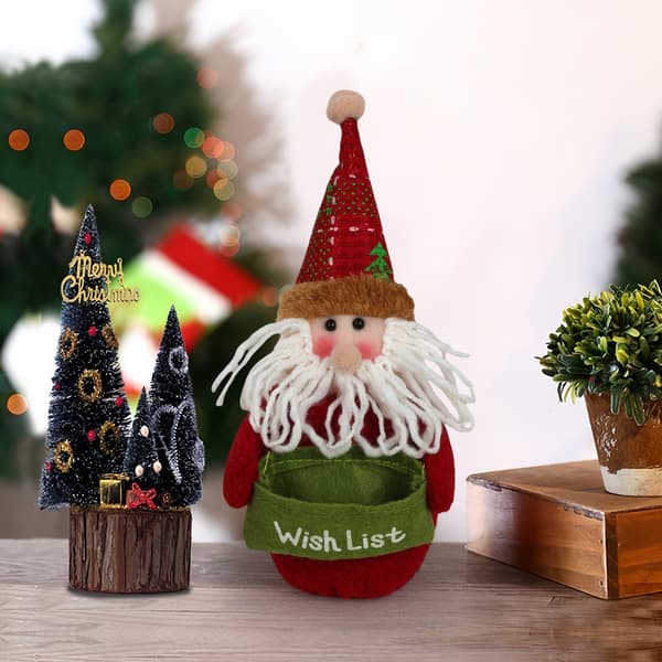 Jul Stående Docka Polyester Snögubbe Tomte Tvådelat Set Dekor