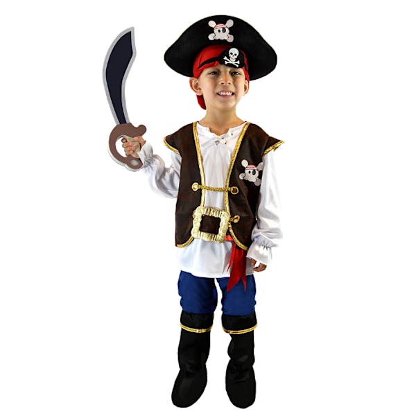 Halloween-pirattiasu, poikien pirattiasusetti, pirattivarusteet M