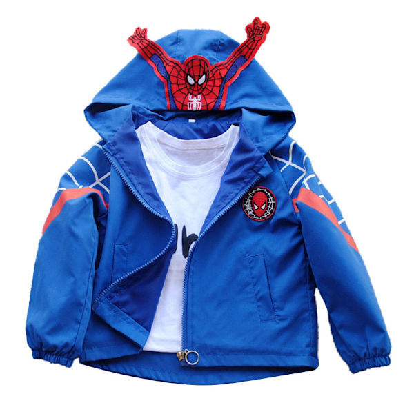 Superhjältar Pojkar Dragkedja-Up Mode Hoodie jacka, Pojkar Spider-Man Hooded Sweatshirt blue 110