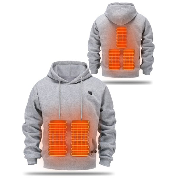 Uppvärmd Hoodie för Unisex, Uppvärmd Tröja för Män och Kvinnor grey XL