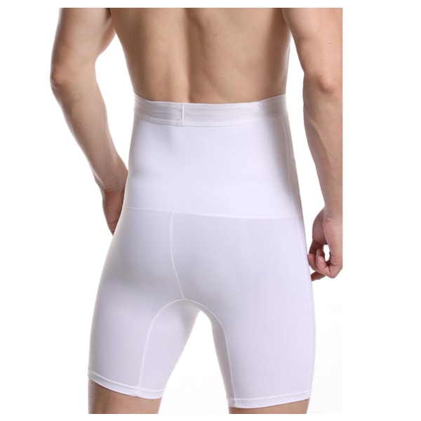 Män Shapewear Shorts med Hög Midja, Tummy Control Underkläder, Slankare Form white 2XL