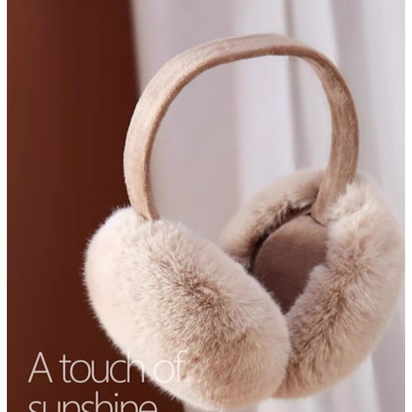 Ørevarmere Vinter, Ørevarmere Foldbare Bløde Plys Øremuffer beige