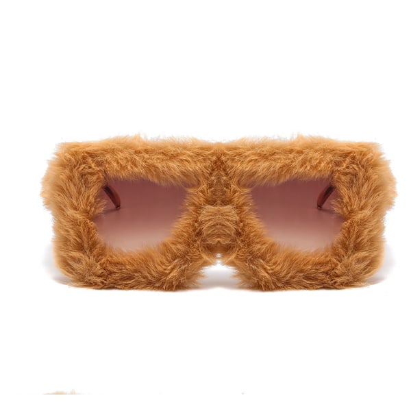 Kvinners Fuzzy Square Cat Eye Solbriller Fest Maskerade Disco Briller Brown