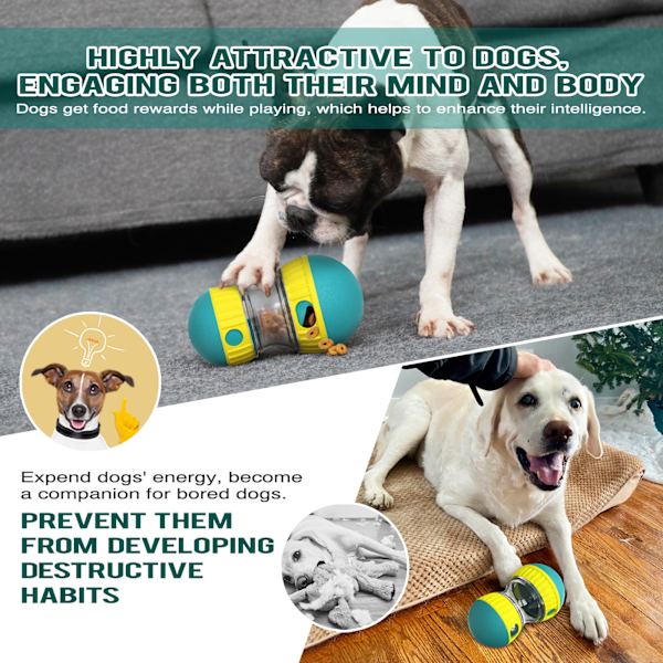 Hunde-puslespill sakte mater leketøy, godbitdispenserende hundleker, godbitberikende tyggeleker for hunder Green