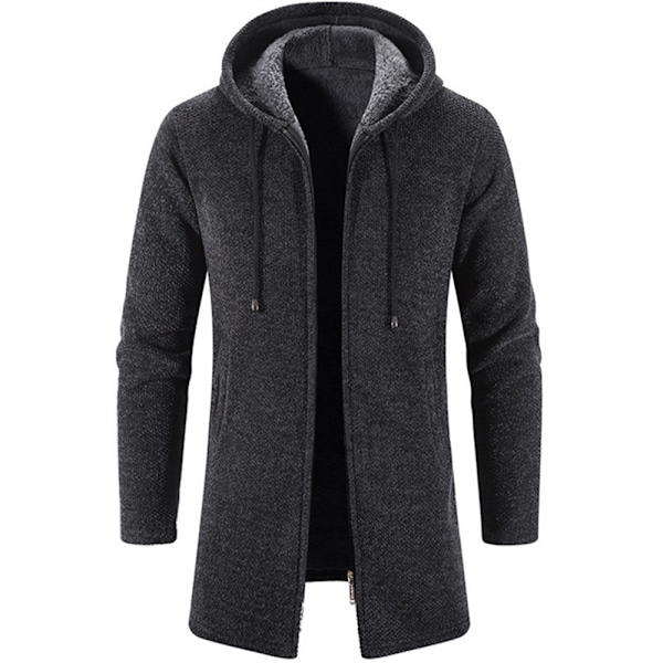 Mænds Behagelig Ensfarvet Lynlås Strikket Cardigan dark grey L