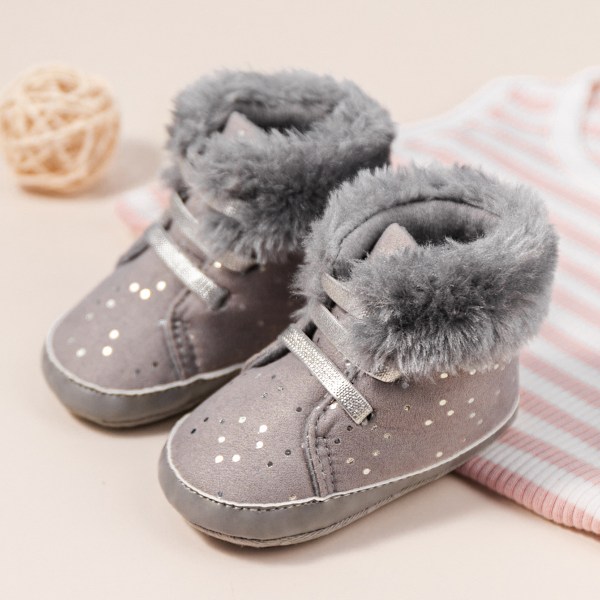 Baby Snow Boots Vinter Skor Spädbarn Pojkar Flickor Booties Halkfri Kallt Väder grey 13cm