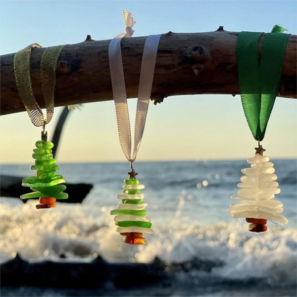 Havsglas julgransprydnad, julgranshängande kristaller för dekoration I