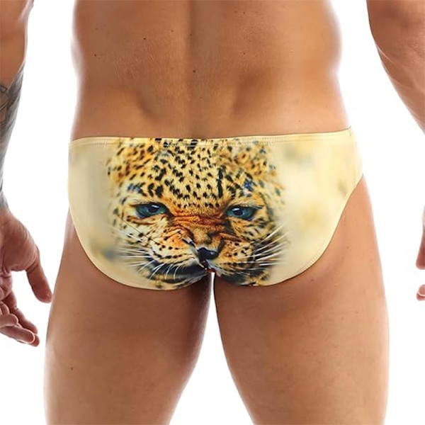 Mænds Seksuelle Sjove 3D Ulveprint Underbukser yellow S