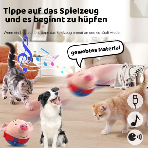 Aktiv rörlig plyschleksak för husdjur, interaktiv pipande rörlig hundkatt som studsar bollleksak Hamsters Bluetooth