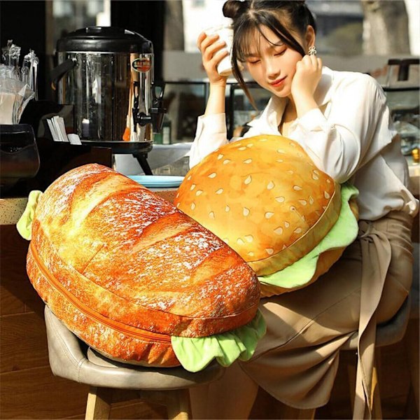 3D Simulert Pluss Burger Pute, Morsomme Puter Hamburger Sofa Hamburger