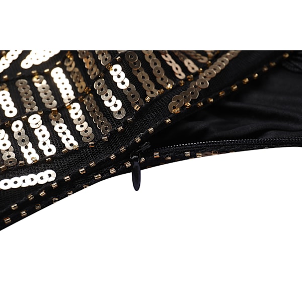 Naisten 1920-luvun Charleston-mekko, vintage-tyylinen pitkä hapsumekko black gold S