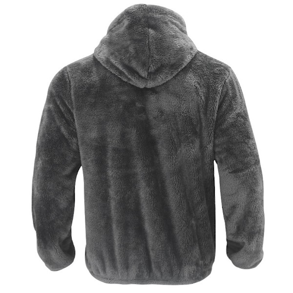 Huvtröja med dragkedja i fleece för män, vinterjacka grey XL