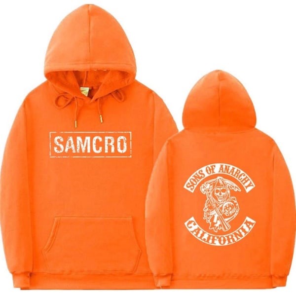 Sons Of Anarchy Samcro Hoodie Dubbelsidigt print Hoodie Shirt Top Orange L