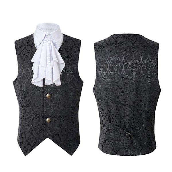 Paisleyvästar för män Viktoriansk Steampunk Gotisk Kostymväst black XS