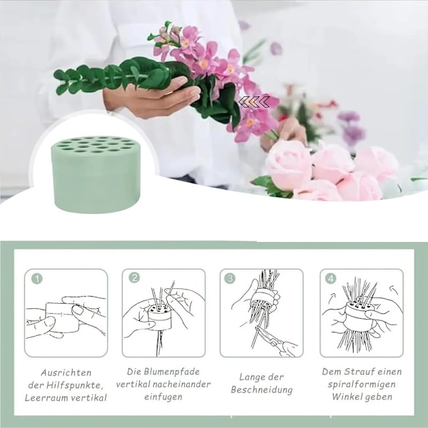 Kierteinen Ikebana-varrenpidike, 2 kpl kierteisiä varrenpidikkeitä kukille Green