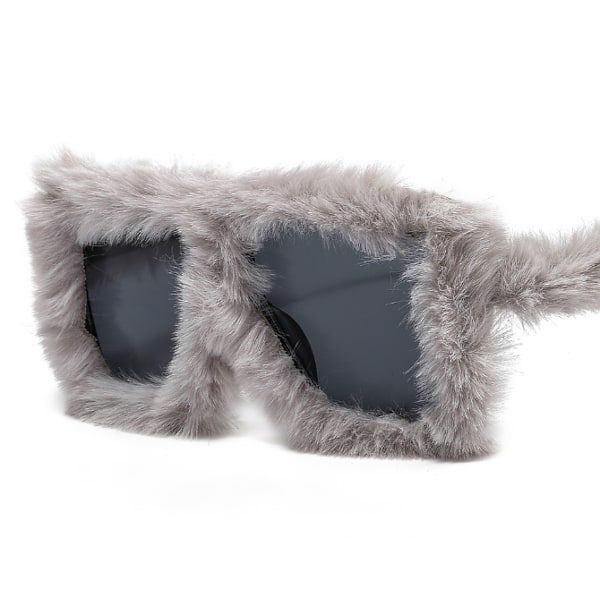 Kvinners Fuzzy Square Cat Eye Solbriller Fest Maskerade Disco Briller Grey