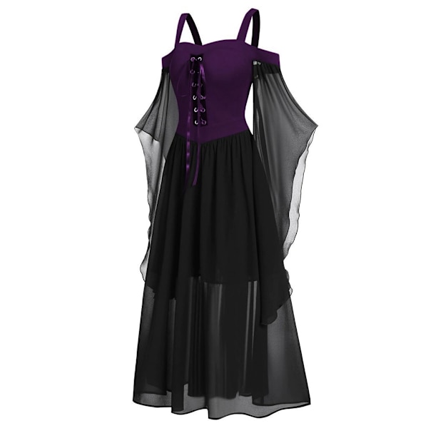 Halloween-kostym för kvinnor, gotisk klänning, vuxen vampyrklänning purple 4XL