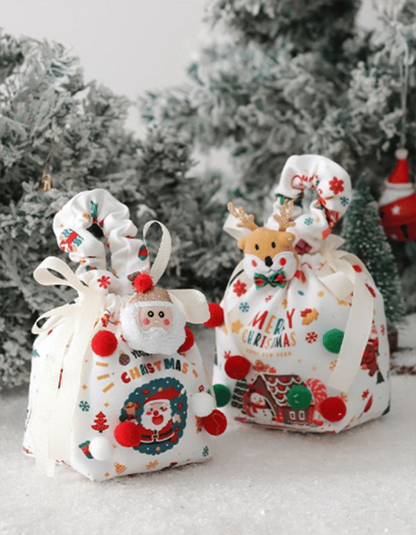Julklappspåsar Tyg Äppelpåsar 4-Delars Set style2