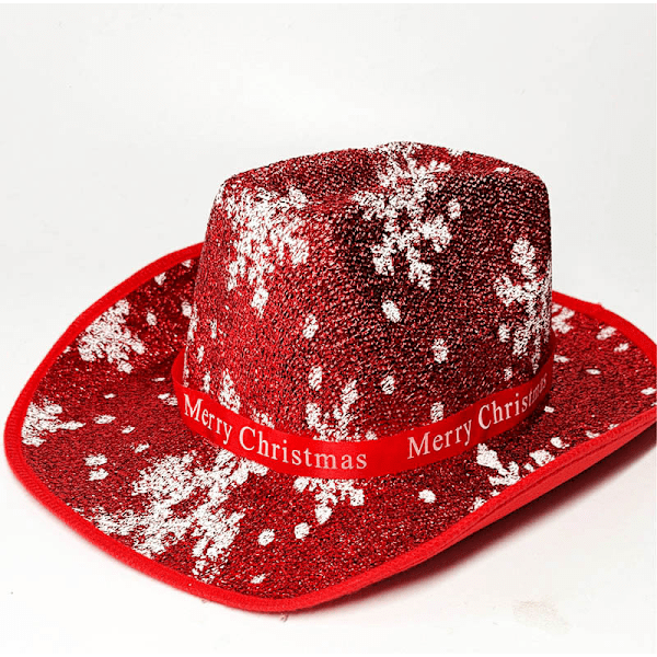 Jule Cowboy Hat med Snefnug Vestlig Cowboy Hat snowflake