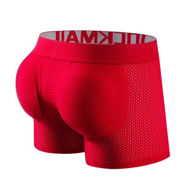 Mænds Underbukser Boxer Mesh Mænds Polstrede Underbukser med Hoftepads Red M