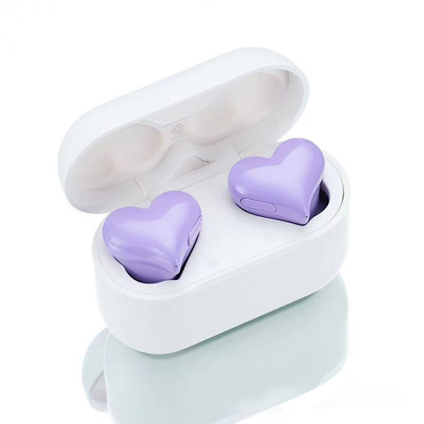 Trådlösa Hörlurar med Bluetooth, Love Earbud Brusreducerande Hörlurar Purple