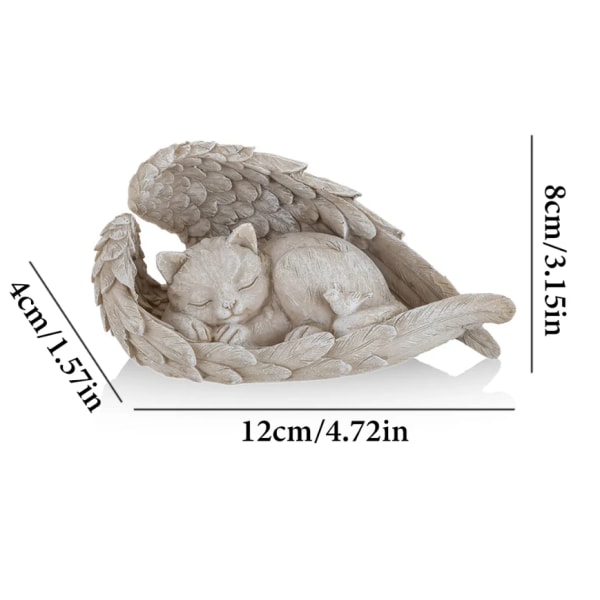 Ängelkatt Husdjursstaty Resin Skulptur Utomhus Trädgårdsdekoration Cat