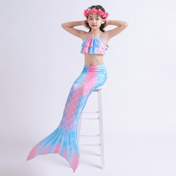 Mermaid Tails med bikini för tjejer Mermaid Baddräkt för barn, utan monofin 140cm