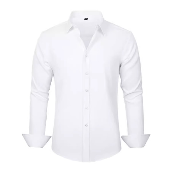 Herrar Dress Shirts Skrynkelfria Långärmad Knappskjorta white 41