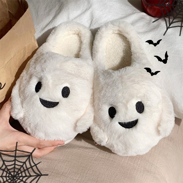 Halloween-tofflor för kvinnor med spöke och fladdermusdesign 38-39