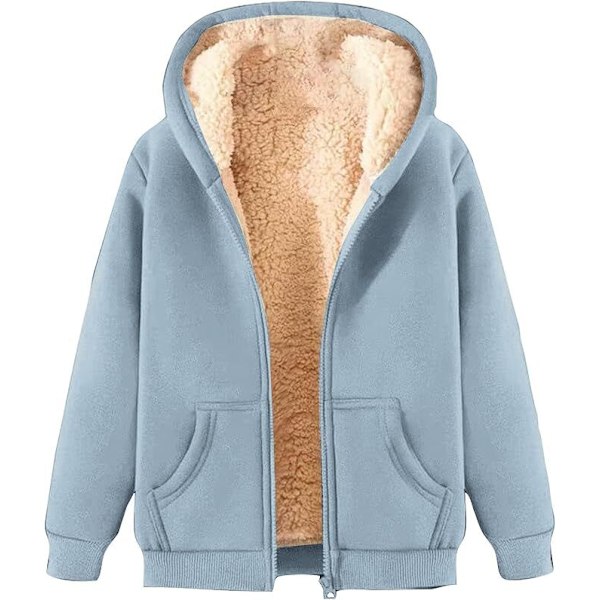 Vinterjacka Dam Fleecejacka med Huva blue 4XL