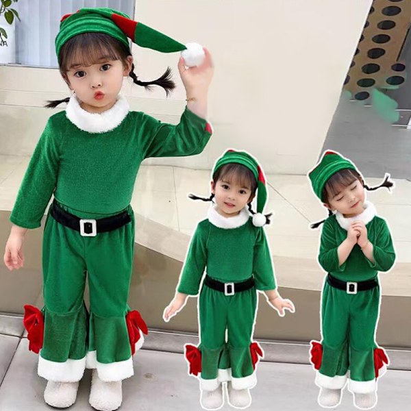 Julekostyme for jenter - Santa Claus-antrekk for jenter green 100cm