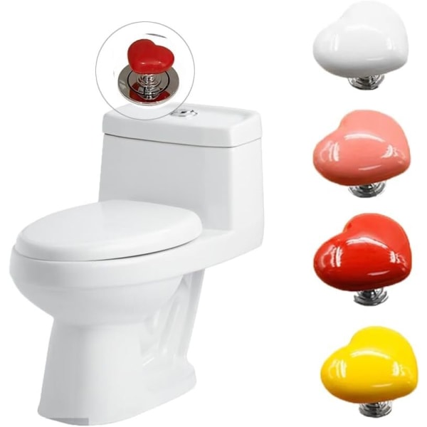 4 Pak Toilet Trykknap Hjerteformet Dekoration Toilet Tank Flush