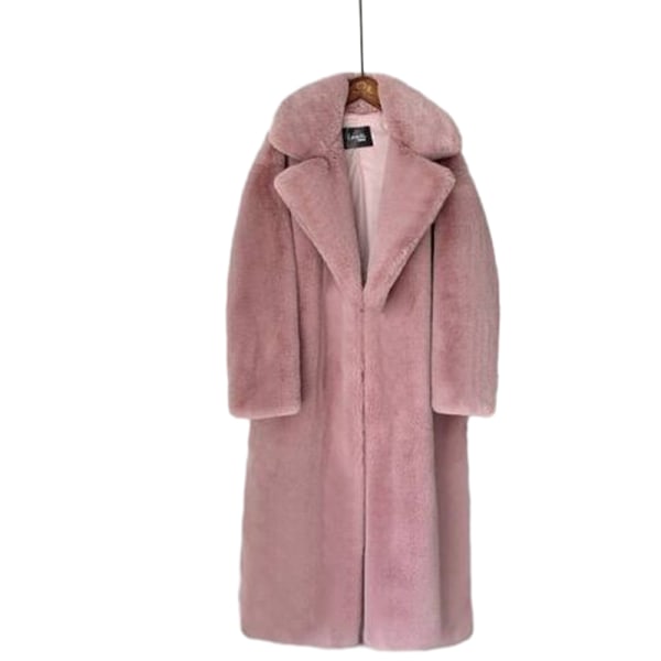 Kvinnor Vinterkappor i fuskpäls, ytterkläder Öppen framsida lång kofta överrock Dark Pink M