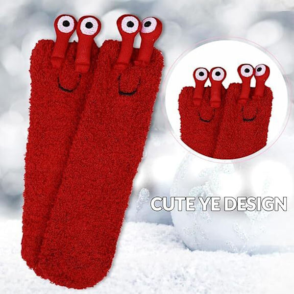 Dame Fuzzy Sokker med Grips Myke Fluffy Toppsokker red