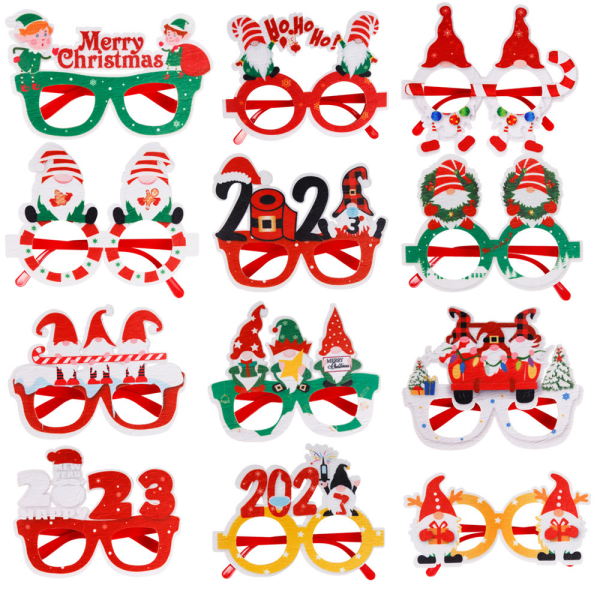 12 stilar Julfest Glasögonbågar Juldekoration Glasögonbågar