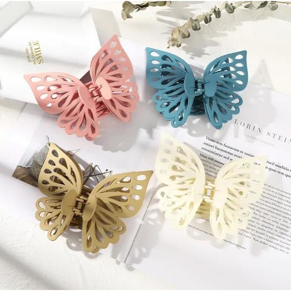 Store Butterfly Hårklemmer For Kvinner Klø-Klipp Hodeplagg Hårklipp white