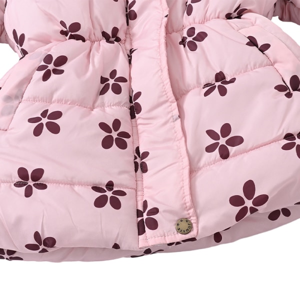 Vinterkappa för flickor med huva för barn med print i parkas ytterkläder Pink#1 110cm