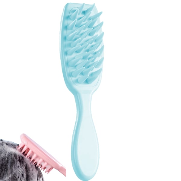 Hårmassager för hårbotten, schampoborste, våt och torr hårbottenvård Huvudskrubber Hårtvätt Blue