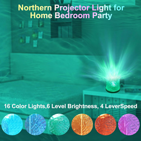 Ocean Wave Krystallbordlampe med Berøringskontroll, RGB Fargeskiftende Nattelys